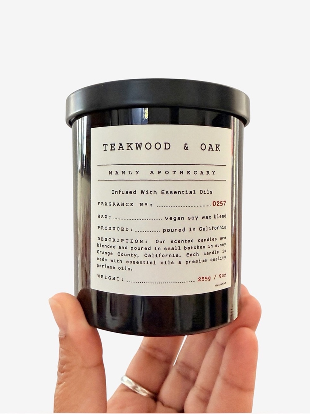 Leoben Company Teakwood & Oak Black Scented Candle - Black Jar Manly Apothecary